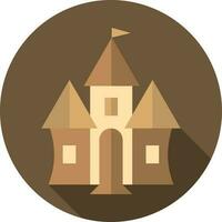 Castle Or Temple Icon On Brown Background. vector