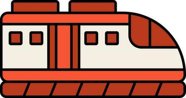 Orange And White Shinkansen Icon In Flat Style. vector