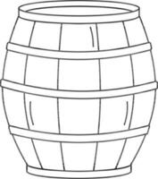 Wooden Barrel Icon In Black Outline. vector