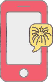 fuegos artificiales mensaje en teléfono inteligente pantalla para clebración icono. vector