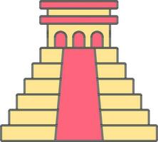 Yellow And Red Chichen Itza Flat Icon. vector