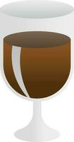 Flat Style Wine Glass Icon In Brown Color. vector