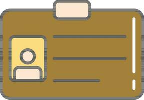 Flat Style ID Card Icon In Bronze And Yellow Color. vector