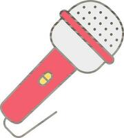 Flat Style Mic Icon In Red And Gray Color. vector