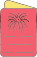 Fireworks Greeting Card Icon In Red And Yellow Color. vector