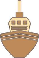 Flat Style Ship Icon In Brown Color. vector