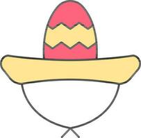 Flat Style Sombrero Hat Icon In Red And Yellow Color. vector
