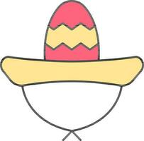 Flat Style Sombrero Hat Icon In Red And Yellow Color. vector