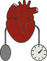 Blood Pressure Measurement Icon In Red And Gray Color. vector