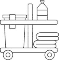 Illustration Of Janitor Or Cleaning Cart Icon In Line Art. vector