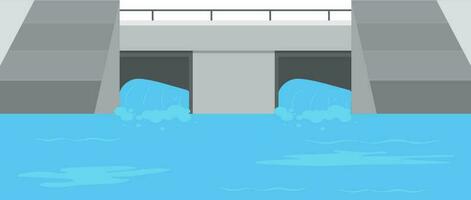 3D Illustration Of Bridge Over River Element In Blue And Gray Color. vector