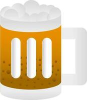 Flat Style Beer Glass Icon In Orange Color. vector