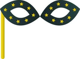 Starry Masquerade Eye Mask Icon In Yellow And Grey Color. vector