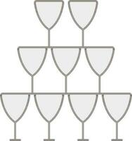 Cocktail Glasses Pyramid Icon In Gray Color. vector