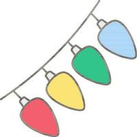 Colorful String Lights Icon In Flat Style. vector