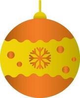 Snowflake Bauble Icon In Golden And Orange Color. vector