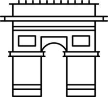 Arc De Triomphe icon in thin line art. vector