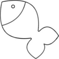 Fish Icon In Black Line Art. vector