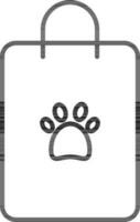 Pet Shopping Bag Icon In Black Line Art. vector