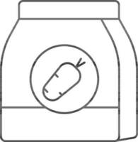 Carrot Food Bag Icon In Black Outline. vector