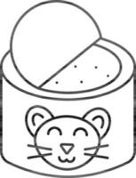 Canned Food For Cat Icon In Line Art. vector