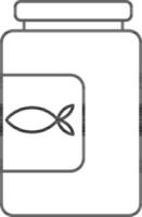 Fish Food Jar Icon In Black Outline. vector