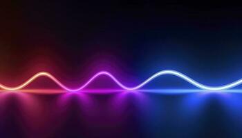 3d rendering, the abstract background of colorful neon wavy lines glowing in the dark. Modern simple wallpaper, generates ai photo