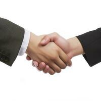 Handshake isolated on white background, generate ai photo