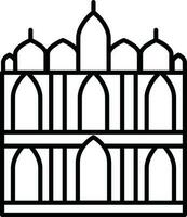 Hawa mahal icon in line art. vector