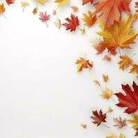 Autumn leaves isolated on white background , generate ai photo