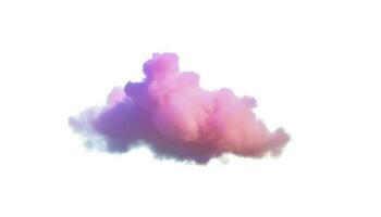 3d render, glowing colorful soft cloud isolated on white background. Fluffy cumulus atmosphere phenomenon. Realistic sky clip art element, generate ai photo