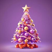 Violet glossy Christmas tree. Illustration photo