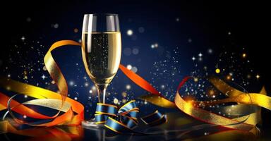 Christmas background with champagne. Illustration photo