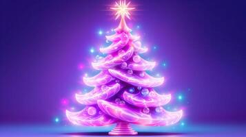 Violet glossy Christmas tree. Illustration photo