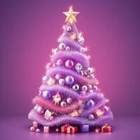 Violet glossy Christmas tree. Illustration photo