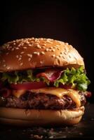 Tasty burger closeup. Illustration photo