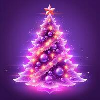 Violet glossy Christmas tree. Illustration photo