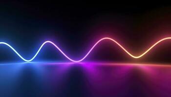 3d rendering, the abstract background of colorful neon wavy lines glowing in the dark. Modern simple wallpaper, generates ai photo