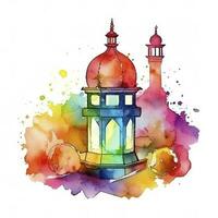Vector watercolor ramadan kareem greeting. image created ai photo