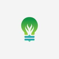 A Logo of Lamp and Abstract Plant Combine in Gradient Blue and Green vector
