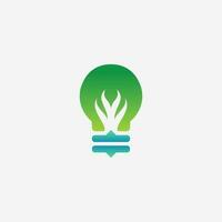 A Logo of Lamp and Abstract Plant Combine in Gradient Blue and Green vector