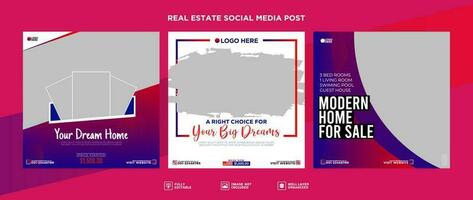 Free Vector Real estate home sale banner or social media post template pack