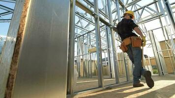 Construction Worker Enjoying His Newly Made Steel Structure video