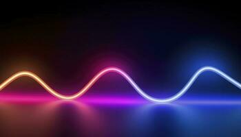 3d rendering, the abstract background of colorful neon wavy lines glowing in the dark. Modern simple wallpaper, generates ai photo