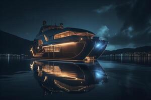 illustration of superyacht at night photo