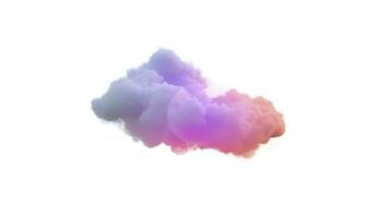 3d render, glowing colorful soft cloud isolated on white background. Fluffy cumulus atmosphere phenomenon. Realistic sky clip art element, generate ai photo