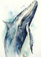 marina con ballena cola. el jorobado ballena megaptera novaeangliae cola, generar ai foto