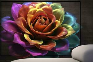 3d colorful flower. for canvas print interior wall decor, generate ai photo