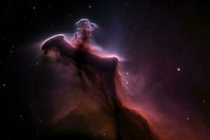 Photographing the deep space object known as the Horsehead Nebula, a dark cloud of gas and dust that is part of the Orion Molecular Cloud complex, generate ai photo