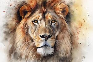 watercolor lion face with photo